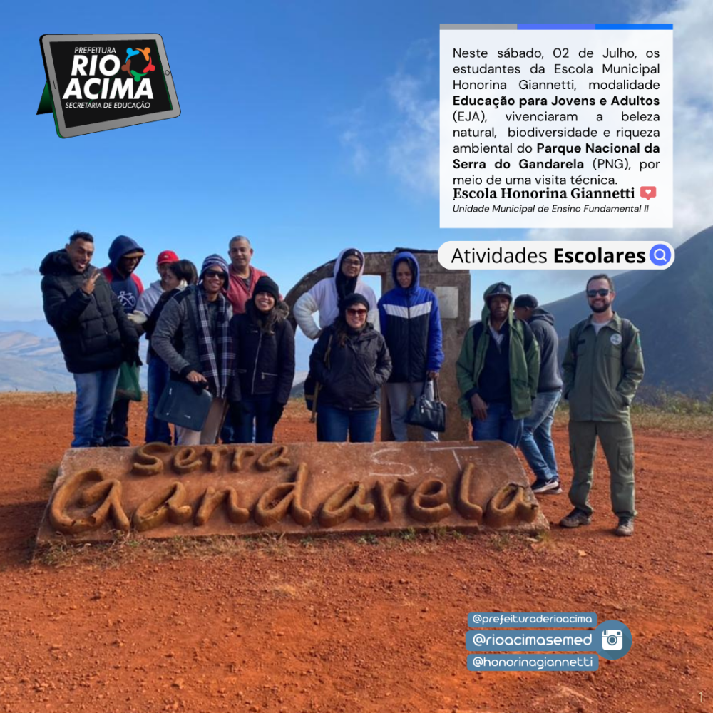 Alunos da EJA visitam o Parque Nacional da Serra do Gandarela